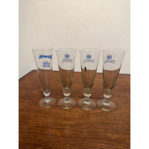 Vintage Olympia Beer Glasses Lot 4 Footed Pilsner 3 Matching + 1 Variant Logo
